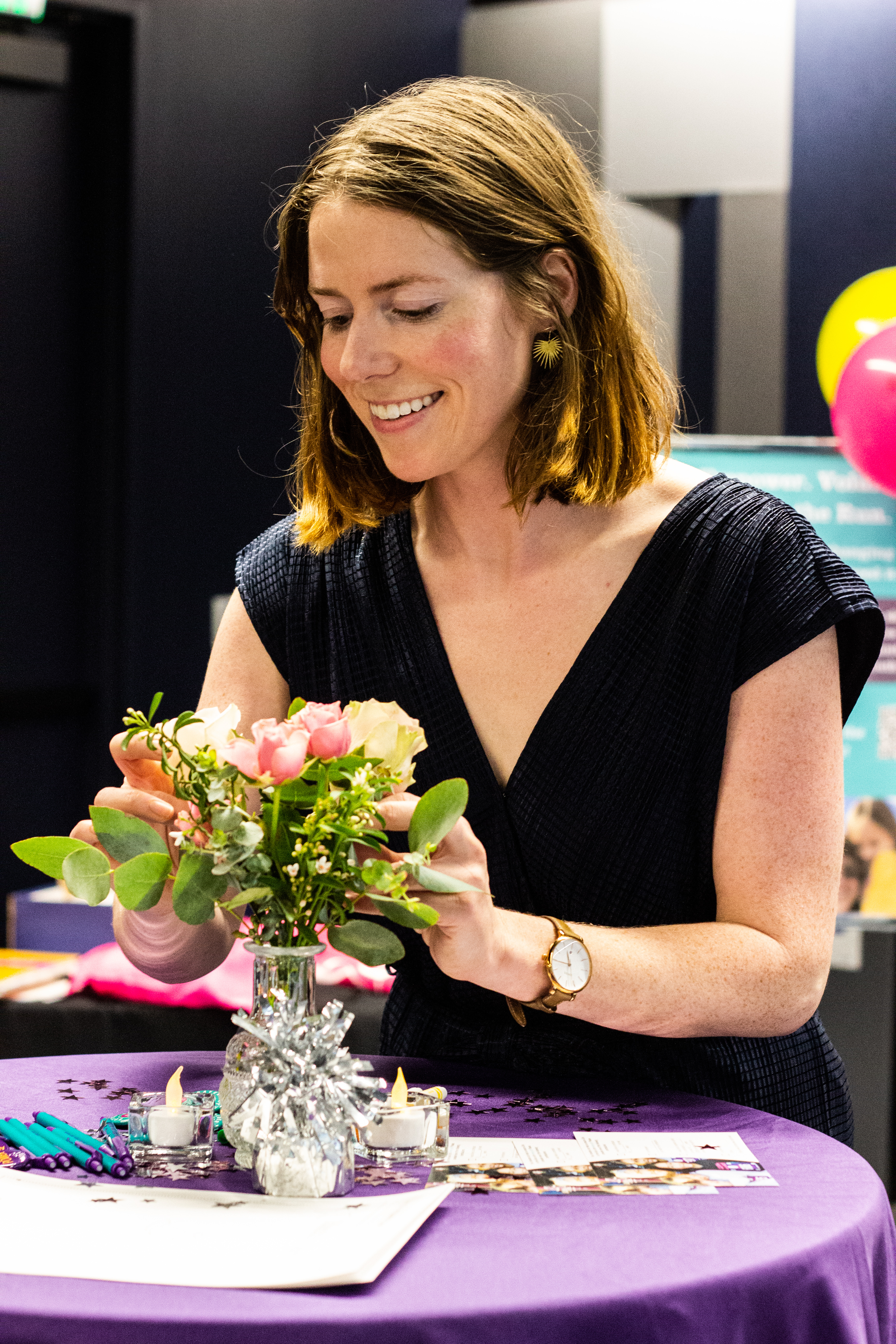 April during an arrangement workshop
